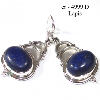 Pure silver blue stone drop earrings